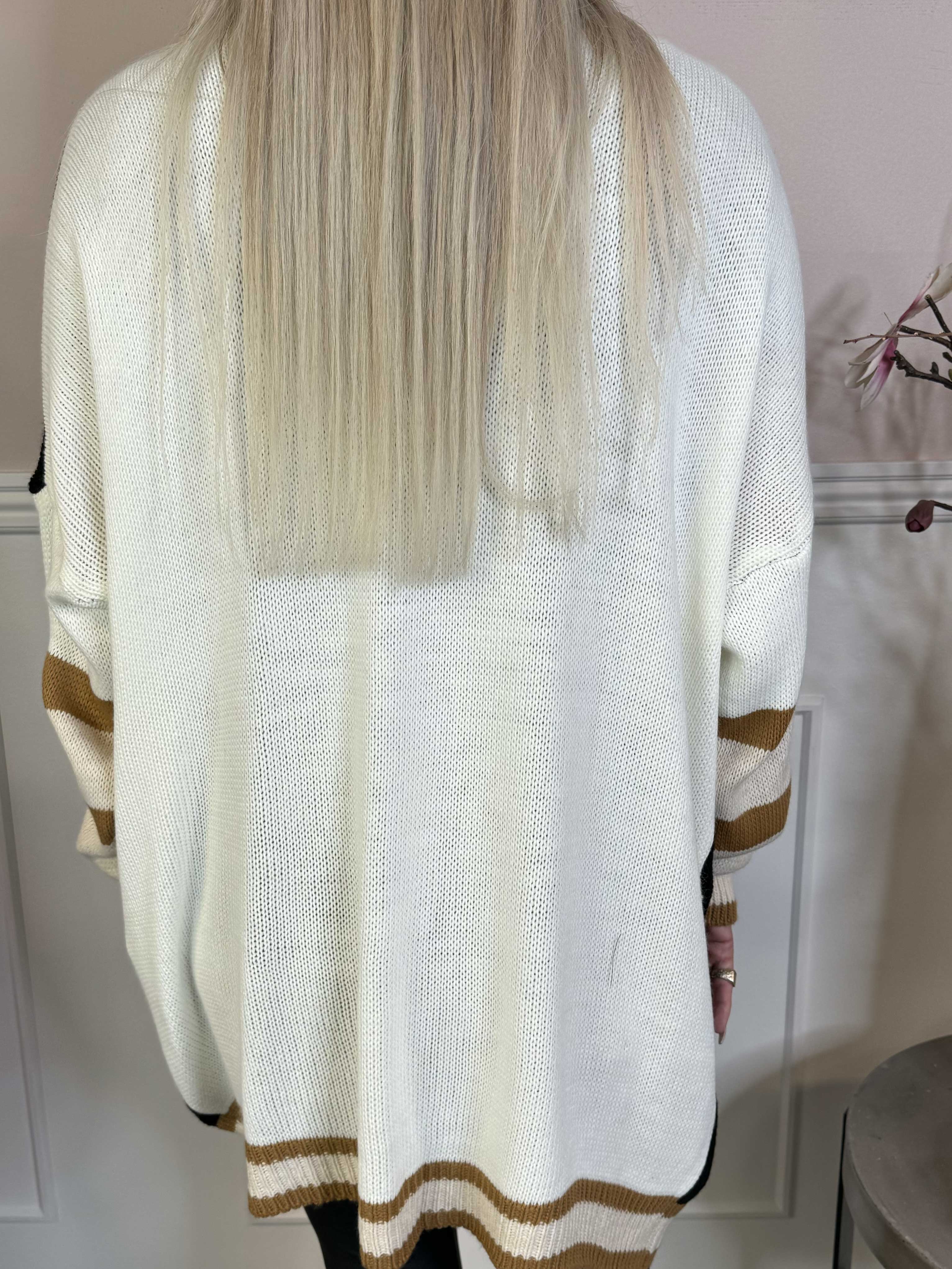 Diah - Flerfarvet college strikcardigan